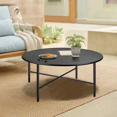 Mesa de centro redonda, mesa auxiliar industrial en salón, mesa auxiliar para cualquier habitación Foto 1 de 4