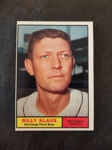 BILLY KLAUS 1961 TOPPS BASEBALL CARD #187 WASHINGTON SENATORS - Picture 1 of 2