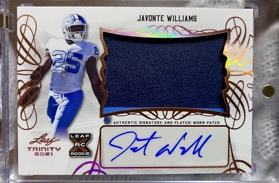 Javonte Williams 2021 Leaf Trinity RPA Auto North Carolina Dallas Cowboys Patch - Image 1 of 2