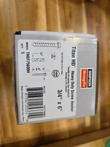 5 NEW THDT75600H 3/4 X 6 ZP TITEN HD CONCRETE SCREW ANCHOR - Picture 1 of 3