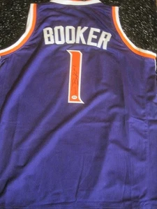 DEVIN BOOKER #1 SIGNED AUTOGRAPHED BASKETBALL JERSEY PHOENIX SUNS PURPLE W/ COA - Picture 1 of 9