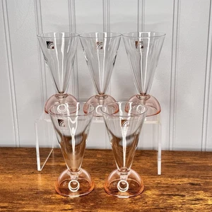 Vintage 5 Luigi Bormioli Pink Light & Music Tintoretto Liqueur Glasses Italy - Picture 1 of 9