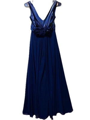 Vestido de dama de honor Bill Levkoff para mujer de gasa sin mangas azul marino 8 totalmente forrado Foto 1 de 4