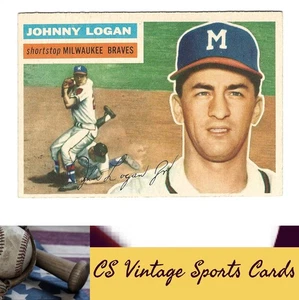 1956 Topps #136b Johnny Logan espalda gris - Imagen 1 de 2