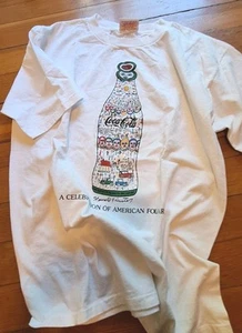 1993 Coca Cola Howard Finster Celebration of American Folk Art White Tshirt L SS - Picture 1 of 19
