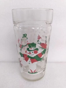 Vintage Snowman Ice Skating Drinking Glass Tumbler Christmas 16 oz Scarce - Picture 1 of 6