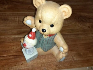 Vintage Jamestown Baby Bear Music Box Figurine A B C Block - Picture 1 of 2