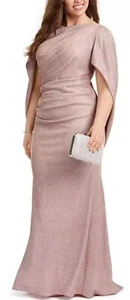 Betsy & Adam Galaxy Glitter Draped Gown NWT size 18W Pink/Gold - Picture 1 of 7