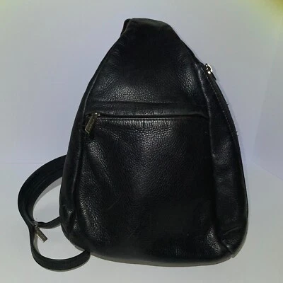 Ellington Crossbody Backpack Black Soft Leather Split Zipper 2 Pockets - Imagem 1 de 4