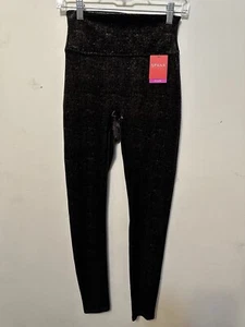 Spanx Velvet Shine Black Gold Metallic Shimmer Leggings Size Small MSRP $110 NWT - Picture 1 of 6