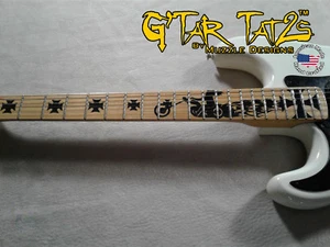 Biker Decal Sticker Inlay - Black for LEFT handed guitar 22-24 Fret - Picture 1 of 3