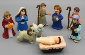 Kinder Spielzeug Krippe Fingerpuppe Mini Kunststoff 10 Figuren Bibel Jesus Geburt - Bild 1 von 9