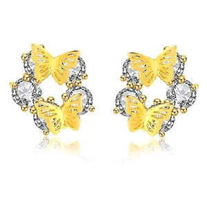 Sterling Silver Butterfly Stud Earrings AOBOCO Jewelry Valentines Gift - Picture 1 of 4