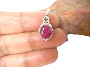 Oval Pink Ruby Sterling Silver 925 Gemstone Pendant - Gift Boxed! - Picture 1 of 5