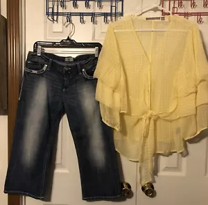 Daytrip Leo Damen Caprihose Gr. 31 & Valerie Stevens gelb Top Gr. L #1319 - Bild 1 von 17