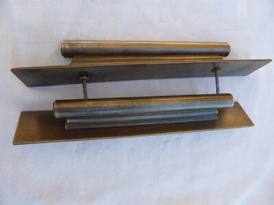 2 poignées S/ plaques 30 x 4,6 cm fixe ancienne laiton massif Porte Meuble - Photo 1/4