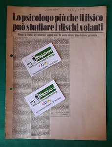 CLIPPING NOTIZIE -UFO- UNO PSICOLOGO PER STUDIARE GLI UFO 1952 - Picture 1 of 1
