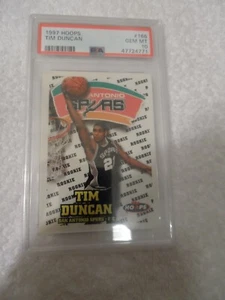 1997 NBA Hoops #166 Tim Duncan RC Rookie Card HOF Spurs PSA 10 GEM MINT - Picture 1 of 2