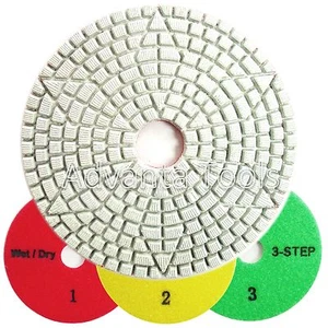 4” 3-Step Wet/Dry Diamond Polishing Pads for Granite Marble Stone - 3pcs Set - Picture 1 of 5