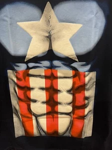 T-shirt uomo Marvel Captain America petto abs bandiera logo blu navy taglia large - Foto 1 di 4