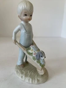 Figura Lefton Christopher Collection 03459 niño con cachorro pintada a mano 1982 - Imagen 1 de 12