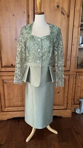 Ben Marc Church Suit Wedding Dress Rhinestone Sequins 2 pc 3/4 Skirt Suit Sz 8 - Picture 1 of 14