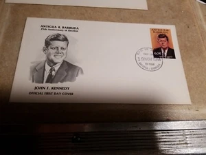 ANTIGUA JOHN F. KENNEDY 25th ANNIVERSARY OF ELECTION FIRST DAY COVER 60 cents - Picture 1 of 5
