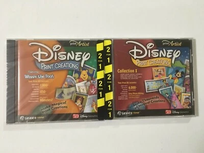 Disney Print Artist CD (2) ~ Scrapbooking Crafts Character Images Pooh Mickey - Image 1 of 4