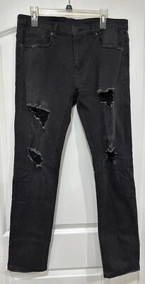 Pantalones de mezclilla para hombre Young And Reckless desgastados grises talla 33 excelente estado Foto 1 de 4