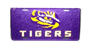 Licensed NCAA LSU TIGERS LOUISIANA STATE EMBOSSED METAL NOVELTY LICENSE PLATE - Picture 1 of 10