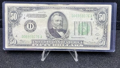 1934 $50 Small Size Federal Reserve Note, Circulated, Cleveland Z64 - Image 1 of 2