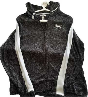 Victoria’s Secret PINK Black & white  Zip Up Hoodie Size Small - Image 1 of 3