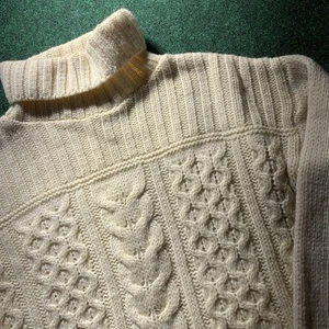 Maglione Inis Crafts Ireland lana merino zip M maglia cavo pescatore panna - Foto 1 di 9