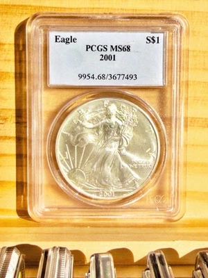 2001- American Silver Eagle Dollar- PCGS MS68 - Image 1 of 4