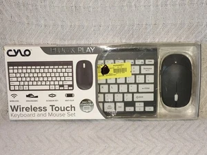 Cylo Wireless Touch Silver Keyboard and Mouse Set Plug & Play Brand New Open Box - Picture 1 of 8