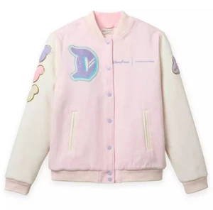 Disney Stoney Clover Lane Disneyland Logo Varsity Jacket Pink NEW | LARGE L - Picture 1 of 3