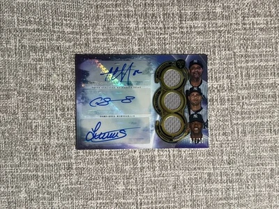 2019 Topps Triple Threads CC Sabathia Sanchez Severino Patch Auto /27 Yankees - Image 1 of 2