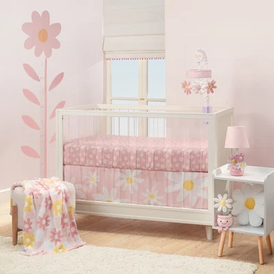 Juego de cama de cuna de 3 piezas Lambs & Ivy Daisy Dreams - rosa, blanco, moderno, jardín Foto 1 de 4