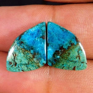 11,75 quilates. Par de piedras preciosas sueltas de cabujón de lujo combinado de azurita azul natural - Imagen 1 de 3