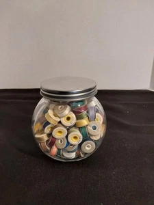 Coats NOS Prewound Bobbins, LOT of 124, Mixed Colors Star Nylon 48 yd. With Jar - Picture 1 of 5