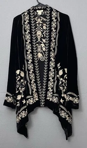 Sundance schwarz Samt und creme bestickt Strickjacke Damen Medium - Bild 1 von 14