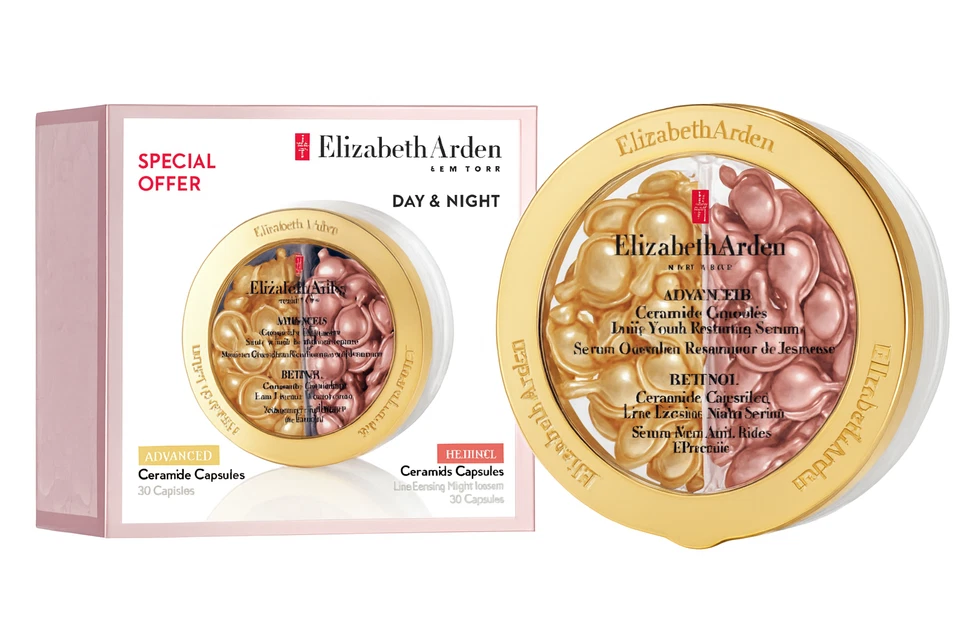 Suero de día y noche Elizabeth Arden ceramida y retinol dúo 30 cápsulas cada uno nuevo en caja Foto 1 de 1