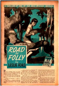 ROAD To FOLLY Philadelphia Record 1940 Newspaper Illust. THRILLER $2 Novel FORD - Picture 1 of 1