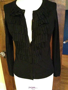 Talbots NWOT XS Black Cardigan Cotton rayon Sweater - Picture 1 of 6