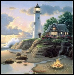 Lighthouse Cottage 2 - Chart Counted Cross Stitch Patterns Needlework DIY DMC   - Picture 1 of 2