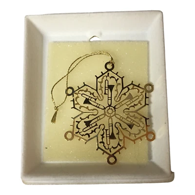 De Colección Adorno Camerlán Música Trombón Copo de Nieve Acabado Oro 24k Navidad Foto 1 de 4