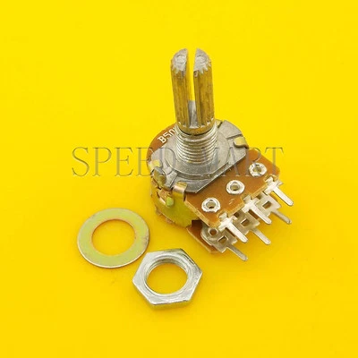 B50K Ohm Dual Linear Rotary Potentiometer Pot 20mm Shaft 6 Pins - Image 1 of 3