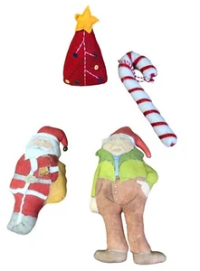 Vintage Christmas Decor Ornaments Stuffd Plush Elf Santa Candy Cane Tree Holiday - Picture 1 of 14