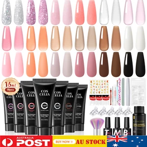 Poly Nail Extension Gel Set Nail Gel Starter Kit 30ml Slip Solution 18 Colors - Picture 1 of 10