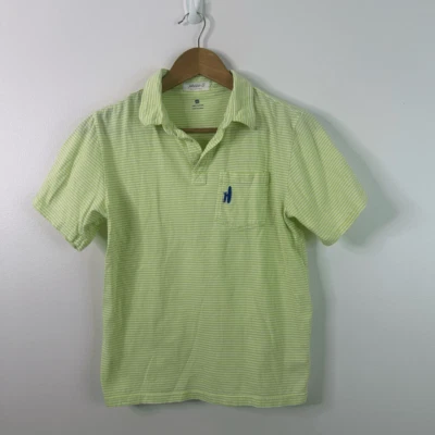 Johnnie-O Boys Polo Shirt 10 Green White Stripe Surf Logo Cotton Preppy Casual - Image 1 of 4